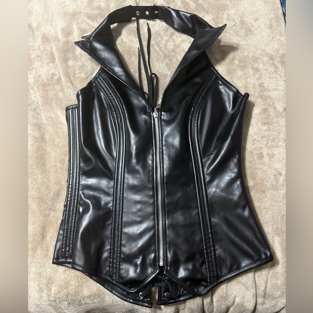 Black pleather corset